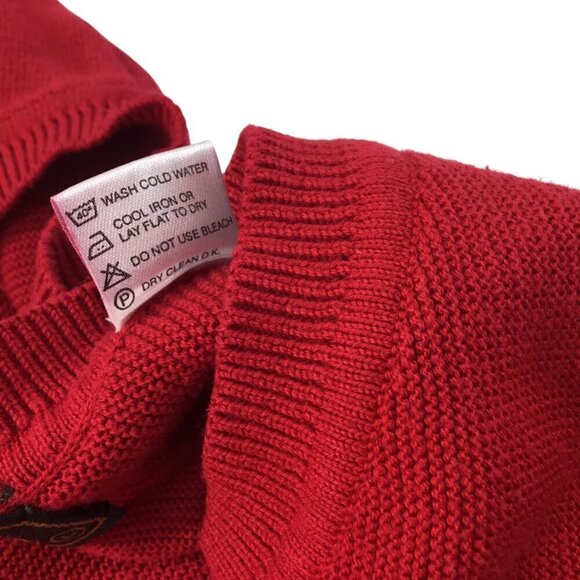 Peru Unlimited Men's V Neck Sweater Pima Cotton Size Large Red Long Sleeve - Picture 7 of 7